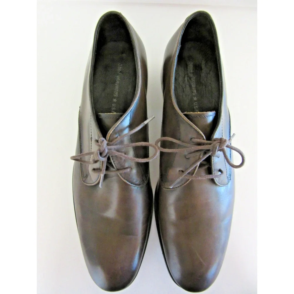 JOHN VARVATOS Brown Leather Lace Up 12M Preowned Excellent Soles Dress Shoes